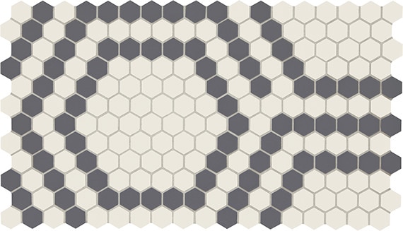 Ice White/Black Hex, Hexagon, 1X1, Matte